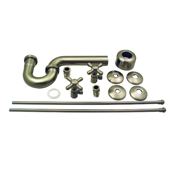 Westbrass Traditional Pedestal Lavatory Kit - Cross Handles in Satin Nickel D1838L-07 - main